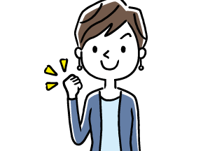 ガッツポーズをする笑顔のビジネス女性イラスト