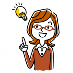 ひらめいたメガネ女性イラスト