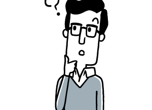 疑問を持つメガネ男性イラスト