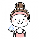 洗顔クリームを持つ女性イラスト