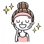 洗顔で綺麗になった女性イラスト